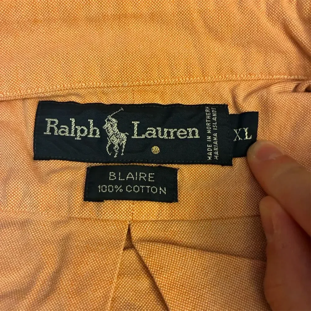 Ralph Lauren Men's XL Orange Short Sleeve Button‎ Down Shirt Casual